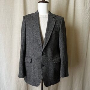 Herringbone‎ Tweed Blazer Mens 38R Gray Wool USA Vintage Sport Coat